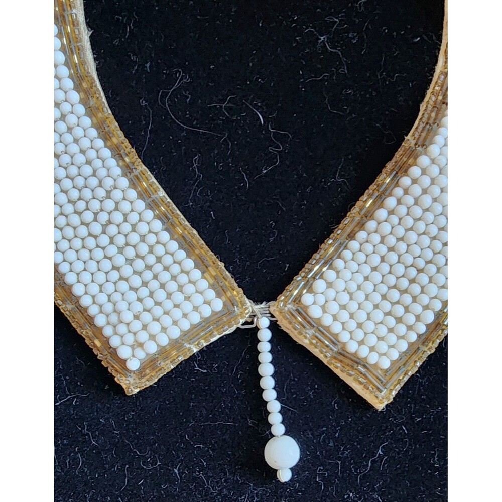 Faux Pearl & Seed Bead Sally Gee Collar Necklace Vintage MCM